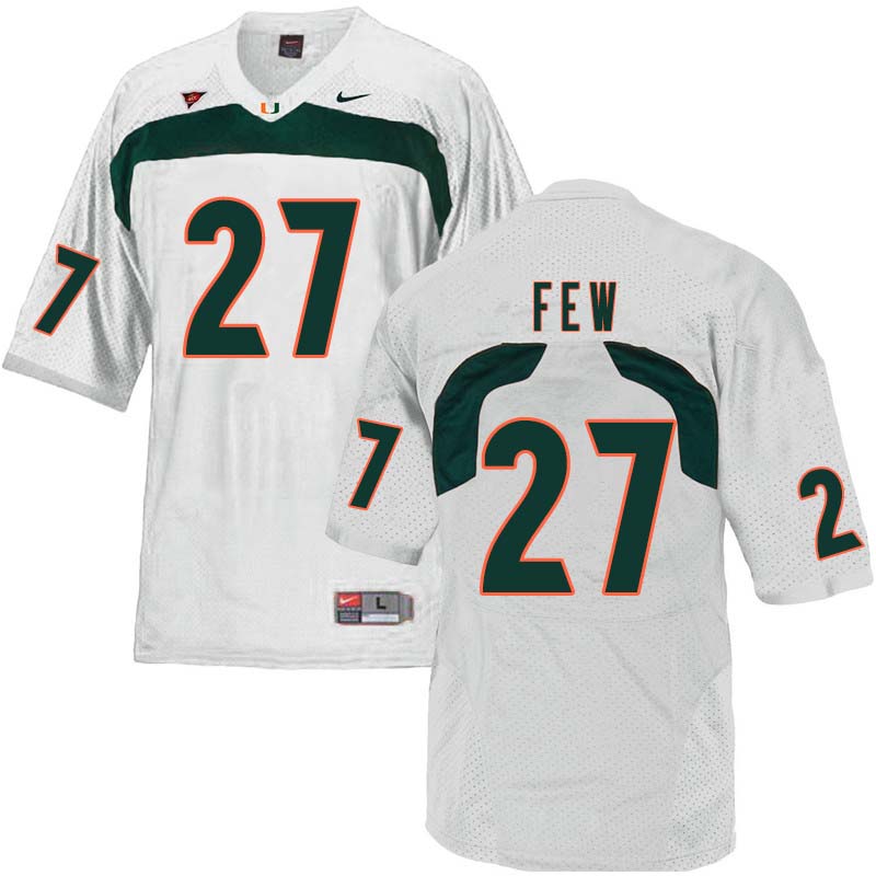 Nike Miami Hurricanes #27 Marshall Few College Football Jerseys Sale-White